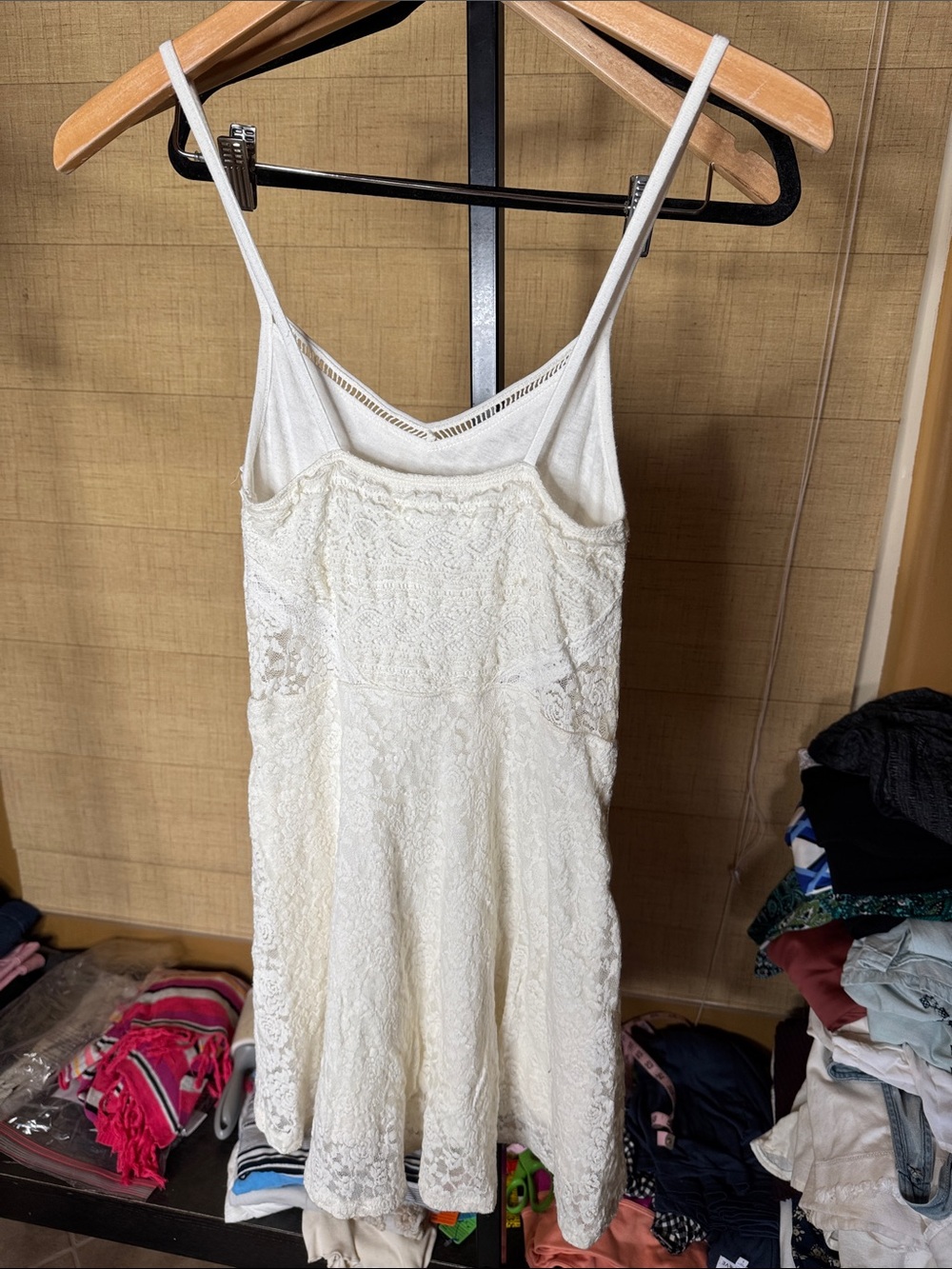 Vintage Abercrombie & Fitch White Lace Fit & Flare Mini Dress XS Y2K - Picture 6 of 10